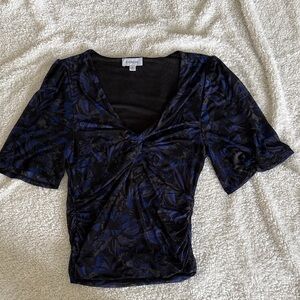 Evereve Black and Blue Floral Blouse